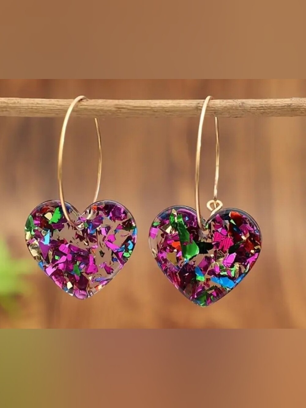 Purple Heart Confetti Hoop Earrings- NEW!